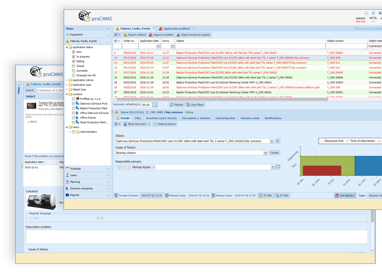 Handling system events and reporting repair process.